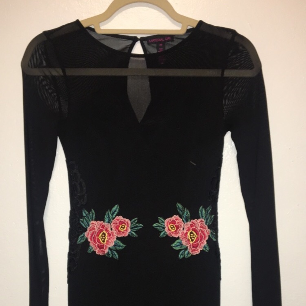 Mini black dress with mesh detail